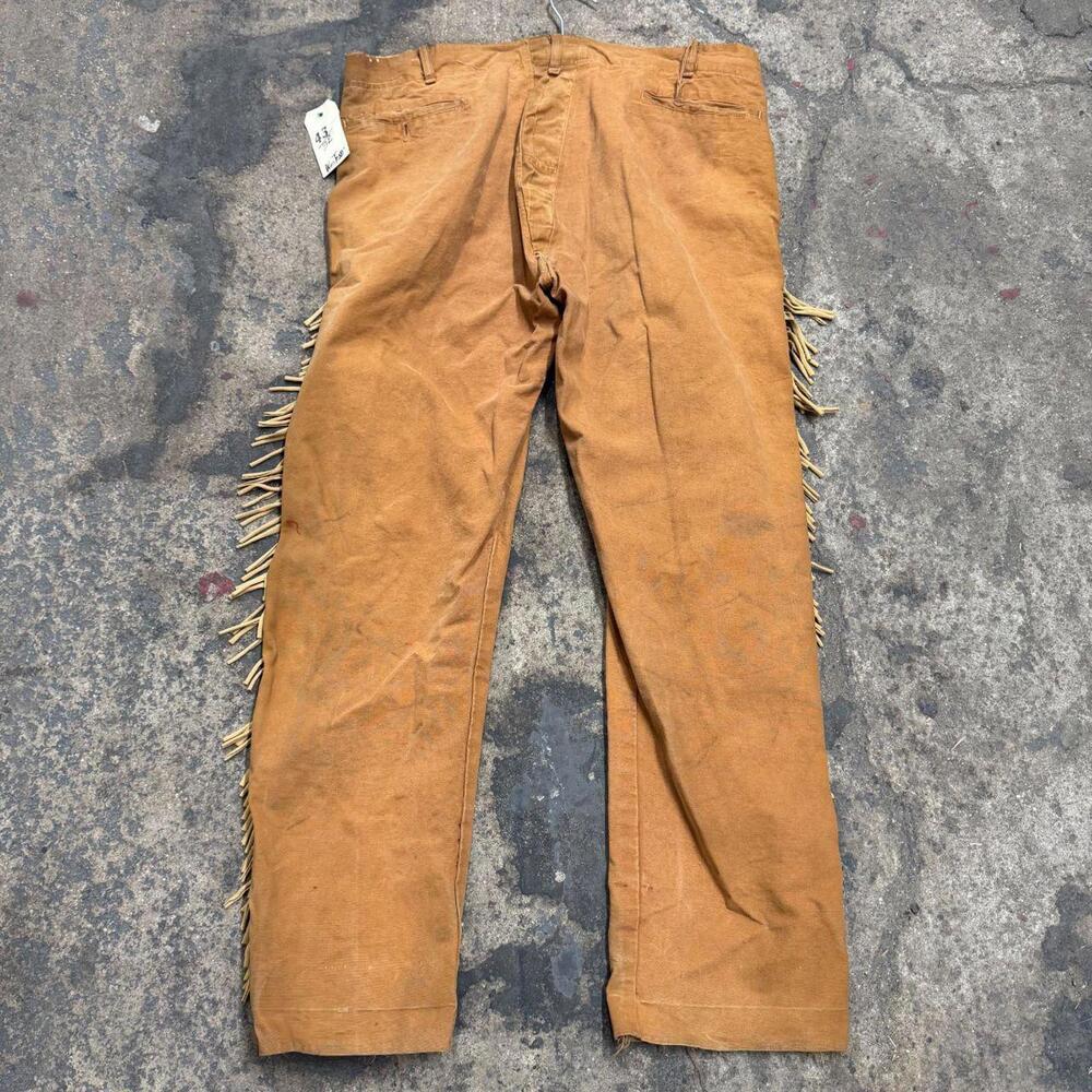 Vintage 40s 50s Faded Fringed Western Film Costume Victorian Trousers - Picture 4 of 5